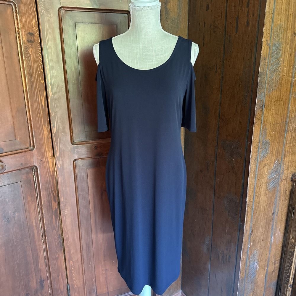 Chico's Womens Slinky Dress 0 Small 4 Stretchy Navy Blue